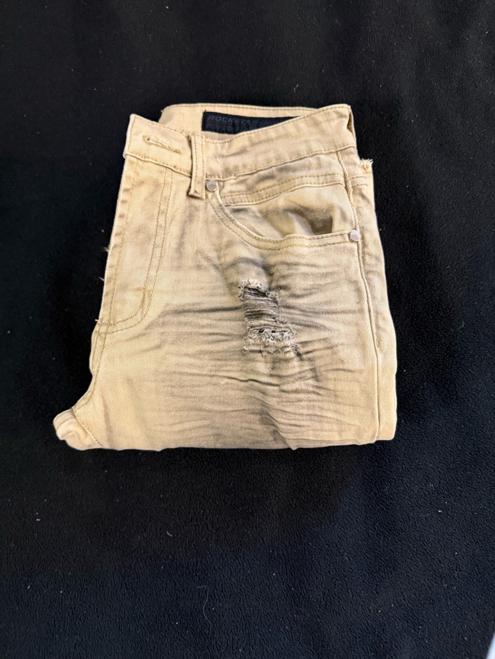 Men's Distressed Khaki Stacked Jeans